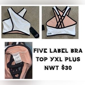 Five Label Bra Top black and white size YXL plus New with tags